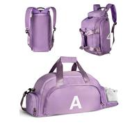 Vogewood Birthday Gifts for 4 5 6 7 8 9 10 11 12 13 Year Old Girls, Initial Gym Bags with Shoe Compartment, Personalized Girl Duffel Bag, Monogram Kid Overnight Bags, Teen Weekend Bag, Purple, A