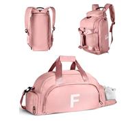 Vogewood Birthday Gifts for 4 5 6 7 8 9 10 11 12 13 Year Old Girls, Initial Gym Bags with Shoe Compartment, Personalized Girl Duffel Bag, Monogram Kid Overnight Bags, Teen Weekend Bag, Pink, F