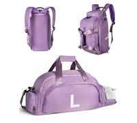 Vogewood Birthday Gifts for 4 5 6 7 8 9 10 11 12 13 Year Old Girls, Initial Gym Bags with Shoe Compartment, Personalized Girl Duffel Bag, Monogram Kid Overnight Bags, Teen Weekend Bag, Purple, L