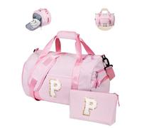 Vogewood Birthday Gifts for Daughter, Girl Gym Bag, Kids Initial Overnight Duffel Bags with Shoe Compartment, Personalized Travel Bag with Makeup Pouch, 3-12 Year Old Teen Girls Gift Trendy Stuff