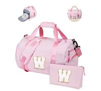 Vogewood Birthday Gifts for Daughter, Girl Gym Bag, Kids Initial Overnight Duffel Bags with Shoe Compartment, Personalized Travel Bag with Makeup Pouch, 3-12 Year Old Teen Girls Gift Trendy Stuff