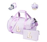 Vogewood Birthday Gifts for Daughter, Girl Gym Bag, Kids Initial Overnight Duffel Bags with Shoe Compartment, Personalized Travel Bag with Makeup Pouch, 3-12 Year Old Teen Girls Gift Trendy Stuff