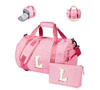Vogewood Birthday Gifts for Daughter, Girl Gym Bag, Kids Initial Overnight Duffel Bags with Shoe Compartment, Personalized Travel Bag with Makeup Pouch, 3-12 Year Old Teen Girls Gift Trendy Stuff, Hot