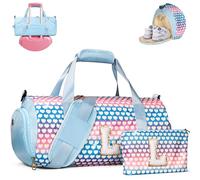 Vogewood Gift for 3 4 5 6 7 8 9 10 11 12 Year Old Girl, Girls Travel Duffel Bag, Kids Initial Overnight Bags with Shoe Compartment, Personalized Gym Ballet Dance Bag with Makeup Pouch, Trendy Stuff