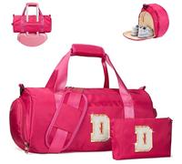 Vogewood Gift for 3 4 5 6 7 8 9 10 11 12 Year Old Girl, Girls Travel Duffel Bag, Kids Initial Overnight Bags with Shoe Compartment, Personalized Gym Ballet Dance Bag with Makeup Pouch, Trendy Stuff