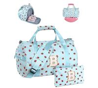 Vogewood Gift for Ages 3 4 5 6 7 8 9 10 11 12 Girls Gym Bag Initial Travel Tote with Makeup Bag, Blue, B