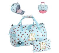Vogewood Gift for Ages 3 4 5 6 7 8 9 10 11 12 Girls Gym Bag with Shoe Compartment Initial Travel Tote with Makeup Bag, Blue, K
