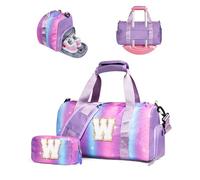 Vogewood Gift for Daughter Girls-Girl Gym Bag with Shoe Compartment, Kid Personalized Weekender Overnight Bags, Initial Travel Tote with Makeup Pouch, Birthday Gifts for Dranddaughter Niece Sister
