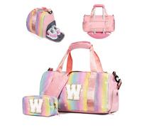 Vogewood Gift for Daughter Girls-Girl Gym Bag with Shoe Compartment, Kid Personalized Weekender Overnight Bags, Initial Travel Tote with Makeup Pouch, Birthday Gifts for Dranddaughter Niece Sister