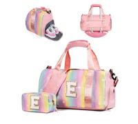 Vogewood Gift for Daughter Girls-Girl Gym Bag with Shoe Compartment, Kid Personalized Weekender Overnight Bags, Initial Travel Tote with Makeup Pouch, Birthday Gifts for Dranddaughter Niece Sister