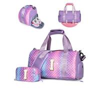 Vogewood Gift for Daughter Girls-Girl Gym Bag with Shoe Compartment, Kid Personalized Weekender Overnight Bags, Initial Travel Tote with Makeup Pouch, Birthday Gifts for Dranddaughter Niece Sister