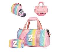 Vogewood Gift for Daughter Girls-Girl Gym Bag with Shoe Compartment, Kid Personalized Weekender Overnight Bags, Initial Travel Tote with Makeup Pouch, Birthday Gifts for Dranddaughter Niece Sister