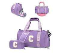 Vogewood Gift for Daughter Girls-Girl Gym Bag with Shoe Compartment, Kid Personalized Weekender Overnight Bags, Initial Travel Tote with Makeup Pouch, Birthday Gifts for Dranddaughter Niece Sister