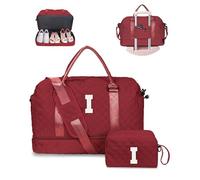 Vogewood Initial Duffle Bag with Shoe Compartment, Personalized Weekender Bag with Shoulder Strap, Monogram Overnight Bag for Women with Trolley Sleeve & Wet Pocket, Letter Travel Bag with Makeup Bag
