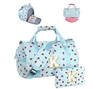 Vogewood Teen Girl Gifts Trendy Stuff, Girls Gym Bag, Kids Personalized Weekend Duffel Bags with Shoe Compartment, Initial Travel Tote with Makeup Pouch, Birthday Gift for Teenager, Blue, M, K