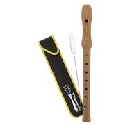 Voggy's wooden Recorder Set flute wiper cloth bag set for beginners and advanced players (C-soprano, baroque fingering, double hole, length: 32 cm), brown