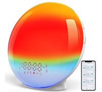 VOGHERB Wake Up Light Sunrise Alarm Clocks with App Control:Sunrise/Sunset Simulation,4 Alarms,FM Radio,11 Colors & 20 Brightness,7 Natural Sounds Snooze Bedside Lamp,Auto Time Calibration