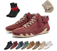 Vogldeck Waterproof and Breathable Orthopedic Shoes, Handmade Suede High Boots Non-Slip Breathable Lightweight Beck Shoes(Red,6 UK)