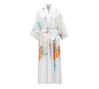 VOGMATE Kimono Bathrobe Women's Long Large Sizes Satin Dressing Gown Lightweight Japanese Kimono Yukata, Pagoda White, 3XL Große Größen