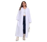 VOGMATE Women's Bathrobe Plus Size with Hood Zip Cotton Lightweight Long Dressing Gown Cuddly House Coat Sleepwear Plus Kimono Bathrobe for Women Loungewear, White, 3XL Große Größen