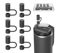 VOGOGE 6 Pcs Straw Covers Caps, 0.4in/10mm Straw Toppers for Stanley Cup 30/40 oz, Black