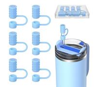 VOGOGE 6 Pcs Straw Covers Caps, 0.4in/10mm Straw Toppers for Stanley Cup 30/40 oz, Translucent Blue