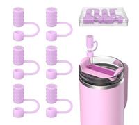 VOGOGE 6 Pcs Straw Covers Caps, 0.4in/10mm Straw Toppers for Stanley Cup 30/40 oz, Translucent Pink