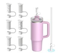 VOGOGE 6 Pcs Straw Covers Caps for Stanley 30/40 oz Tumbler, 9-10 mm Dustproof Straw Toppers, Stanley Cup Accessories, White