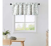 VOGOL Blue Leaf Printed Window Valance, Country Rustic Botanical Window Treatments, Long Lasting Easy Care Rod Pocket Window Decor for Living Room Bedroom, 132×49 cm, 1 Panel