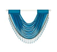 VOGOL Blue Voile Vintage Waterfall Swag Valance, 76x60cm, 1 Panel