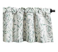 VOGOL Blue Willow Printed Window Valance, Country Rustic Botanical Design Subtle Elegantce Window Treatments, Rod Pocket Easy Care Short Drapes for Living Room Bedroom, 132×36, 1 Panel