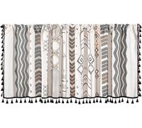 VOGOL Bohemian Geometric Kitchen Valance, 59x18 Inch Black Geometric Print Faux Linen Window Curtain, Creates Retro Atmosphere in Kitchen & Bathroom, 1 Panel