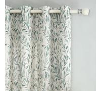 VOGOL Botanical Print Curtains for Living Room, Blue Leaves Pattern Grommet Header Drapes, Light Filtering Easy Care Curtain Panels for Office Dining Room, 52×84, 1 Panel