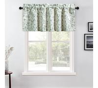 VOGOL Bright Green Willow Printed Window Valance for Kitchen, Botanical Pattern Country Rustic Style Window Treatment, Light Filtering Nature-inspired Durable Short Drapes, 137×49, 1 Panel