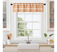 VOGOL Buffalo Check Jacquard Kitchen Valances, Classical Gingham Pattern Privacy Valance for Living Room, Wrinkle Free Curtain Panels for Bedroom, 52 x 12 Inches