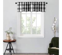 VOGOL Buffalo Check Valance for Windows, Black Kitchen Garden Farmhouse Valance, 52 x 12 Rod Pocket Curtain Panels for Small Windows, 1 Panel