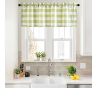 VOGOL Classic Plaid Kitchen Valance, Buffalo Check Faux Linen Window Curtain, Light Filtering Valance for Farmhouse & Living Room, 52x18 Inches, 1 Panel, Sage Green