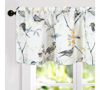 VOGOL Country Style Bird Pattern Window Valance, 52 x 12 Inches Linen Textured Window Topper for Farmhouse Living Room,Bring the Pastoral Scenery Home, 1 Panel, Grey