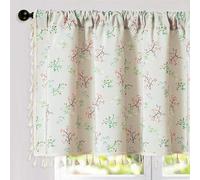VOGOL Country Style Floral Farmhouse Valances, Spring Flower Print Light Filtering Valance Curtains for Kitchen, Durable Faux Linen Fabric Window Topper, W52 x L18, 1 Panel