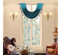 VOGOL Dark Green Waterfall Valance, 76cm Wide Super Soft Swag Valance for Bedroom, Light Filtering Rod Pocket Window Treatment for Sitting Room, 1 Panel