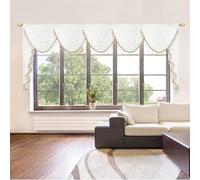 VOGOL Extra Wide Sheer White Waterfall Valance, Elegant Silky Swag Valances with Shining Beaded for Hotel Wedding Party Decor, Decorative Voile Drapes for Lining Room, 1 Pack, W138