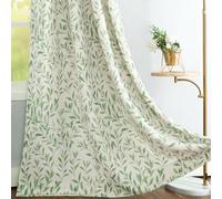 VOGOL Farmhouse Green Leaves Long Curtains, Rustic Botanical Printed Window Treatment, Light Filtering Decorative Grommet Drapes for Living Room Dining Room, 132×245 cm, 1 Panel