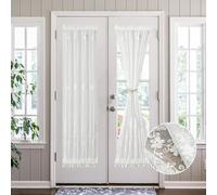 VOGOL Floral French Door Curtains, Light Filtering Sheer Curtains for Doorways with Top and Bottom Rod Pockets, 1 Piece, 25 x 72