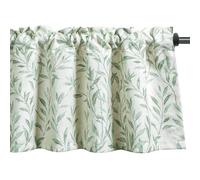 VOGOL Fresh Green Leaf Print Window Valance, Country Style Nature-Inspired Window Treatments, Rod Pocket Machine Washable Linen Textured Short Drapes for Kitchen, 132×49, 1 Panel