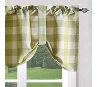 VOGOL Green and White Buffalo Check Cafe Window Curtain 132.9 x 45.7 cm, One Piece