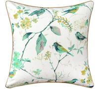 VOGOL Green Bird Cushion Covers Set 45 x 45 cm, 1 Pack Country Style Throw Pillowcases with Invisible Zipper, Square Pillow Cases for Sofa Bed Living Room