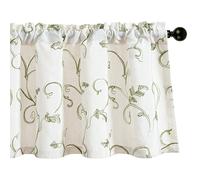 VOGOL Green Kitchen Valances for Windows, W42 x L18 Inches Light Filtering Decorative Drapery for Home Office, Rod Pocket Window Treatment for Cafe Restaurant, 1 Piece