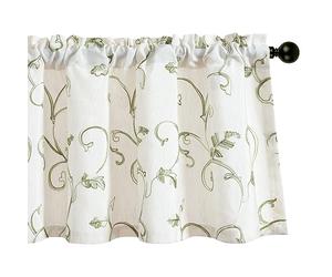 VOGOL Green Kitchen Valances for Windows, W42 x L18 Inches Light Filtering Decorative Drapery for Home Office, Rod Pocket Window Treatment for Cafe Restaurant, 1 Piece