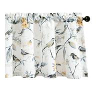 VOGOL Grey Bird Pattern Farmhouse Valances, 1 Panel Light Filtering Window Topper for Bedroom, Wrinkle-resistant for Easy Care, Suits for Bathroom Living Room, 52 x 14 Inches