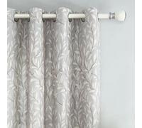 VOGOL Grey Leaves Printed Curtains, Thermal Insulated Botanical Pattern Drapes, Light Filtering Easy Care for Dining Room Living Room, 132×213, 1 Panel